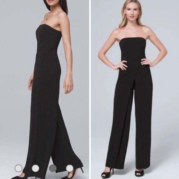 New! White‎ House Black Market Convertible Strapless Split-Leg Jumpsuit, size 4P - Picture 3 of 14